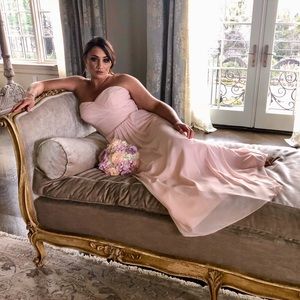 Light Pink Chiffon Strapless Sweetheart Gown